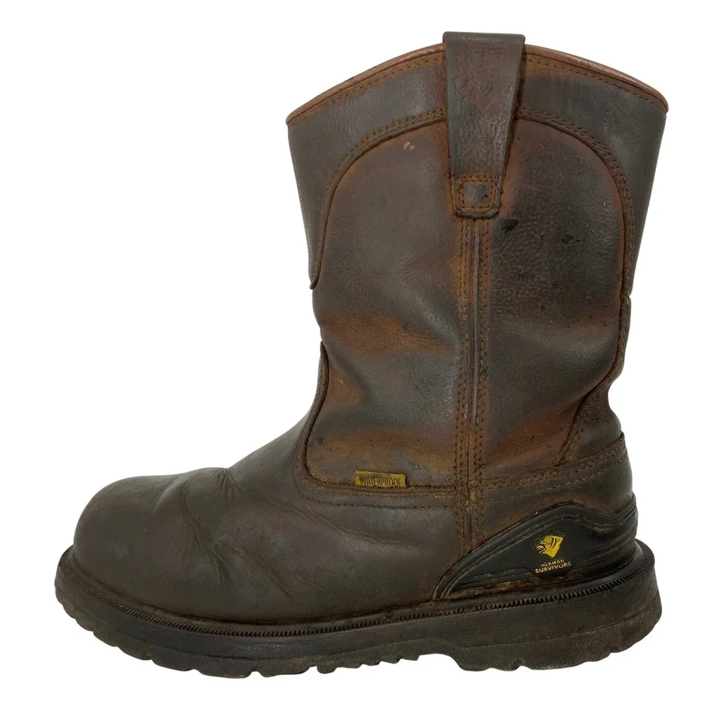 Herman Survivors Work Boots Mens 11 Brown Good Waterproof Leather Safety Toe